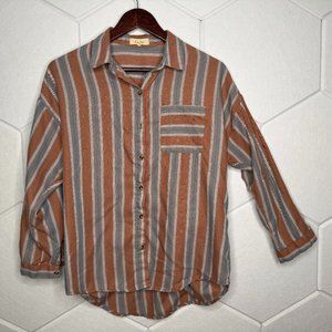 Love Notes Blue/Tan Striped Shirt - Women's Small
